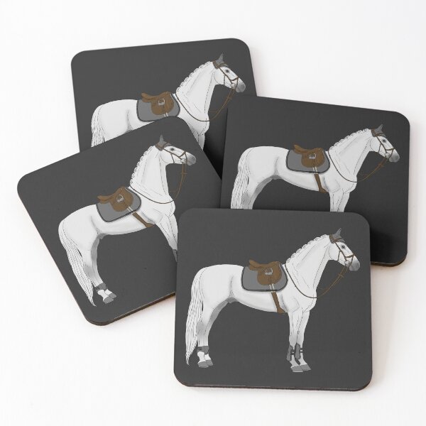 Item preview, White Hunter Jumper Horse with Gray Accessories designed and sold by DappledMoon.