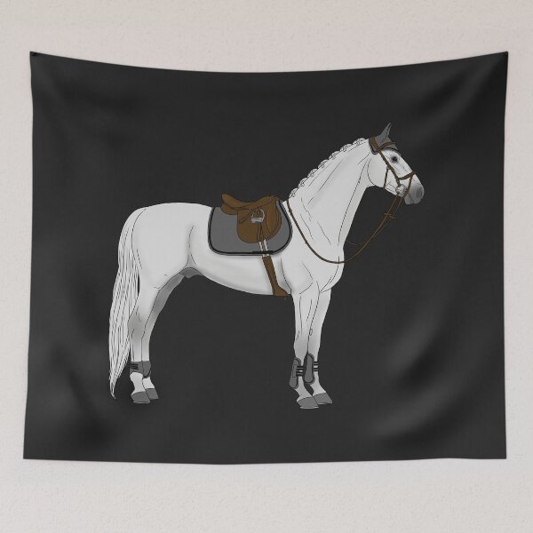 Item preview, White Hunter Jumper Horse with Gray Accessories designed and sold by DappledMoon.