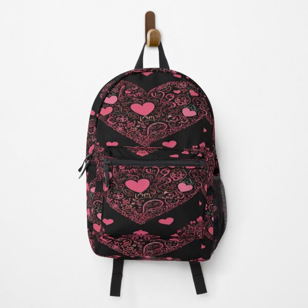 Item preview, valentines art pattern Pink heart on black background Design ,valentine heart ,heart pattern,Valentines Day Pattern,valentines wallpaper designed and sold by Expressions-Sel.
