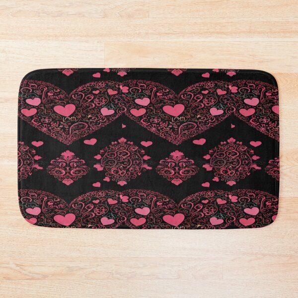 Item preview, valentines art pattern Pink heart on black background Design ,valentine heart ,heart pattern,Valentines Day Pattern,valentines wallpaper designed and sold by Expressions-Sel.
