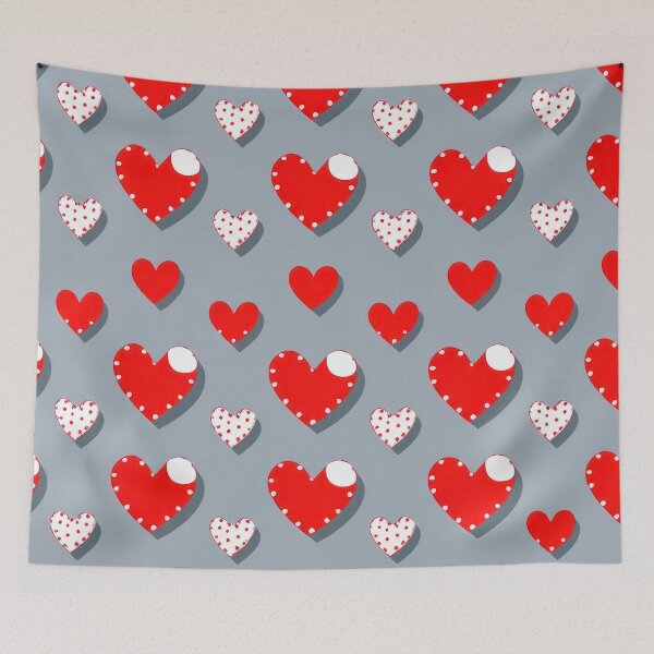 Item preview, valentines art pattern Red and white hearts on a gray background Design ,valentine hearts ,Valentines Day Pattern,valentines wallpaper designed and sold by Expressions-Sel.