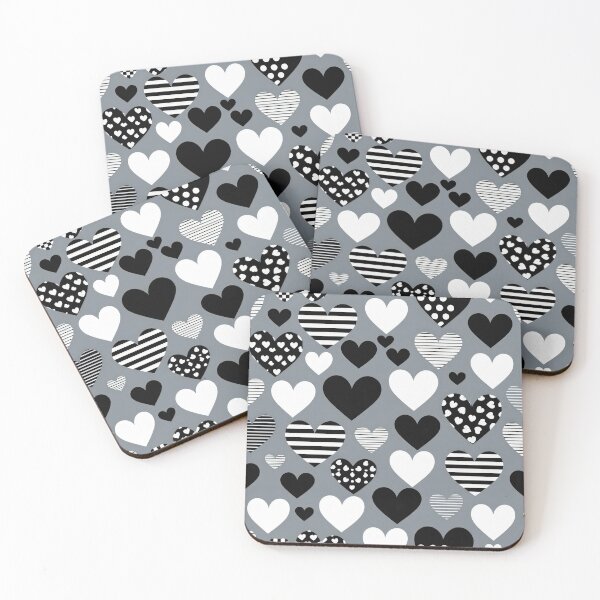 Item preview, valentines art pattern black and white hearts on a gray background Design ,valentine hearts ,Valentines Day Pattern,valentines wallpaper designed and sold by Expressions-Sel.