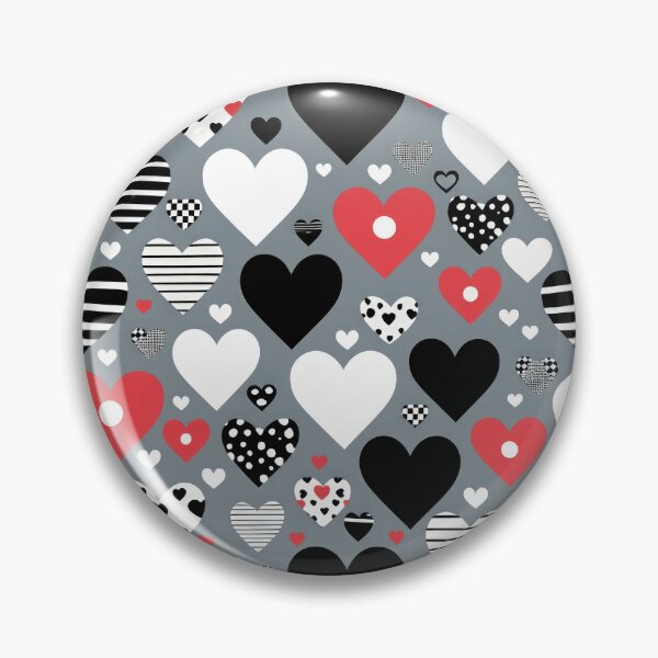 Item preview, valentines art pattern black and Red,white hearts on a gray background Design ,valentine hearts ,Valentines Day Pattern,valentines wallpaper designed and sold by Expressions-Sel.