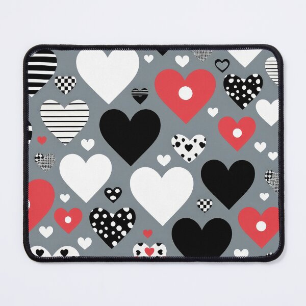 Item preview, valentines art pattern black and Red,white hearts on a gray background Design ,valentine hearts ,Valentines Day Pattern,valentines wallpaper designed and sold by Expressions-Sel.