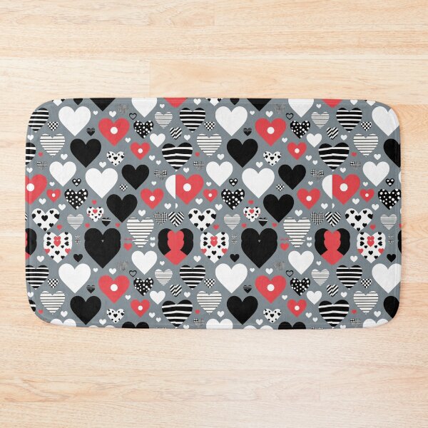 Item preview, valentines art pattern black and Red,white hearts on a gray background Design ,valentine hearts ,Valentines Day Pattern,valentines wallpaper designed and sold by Expressions-Sel.