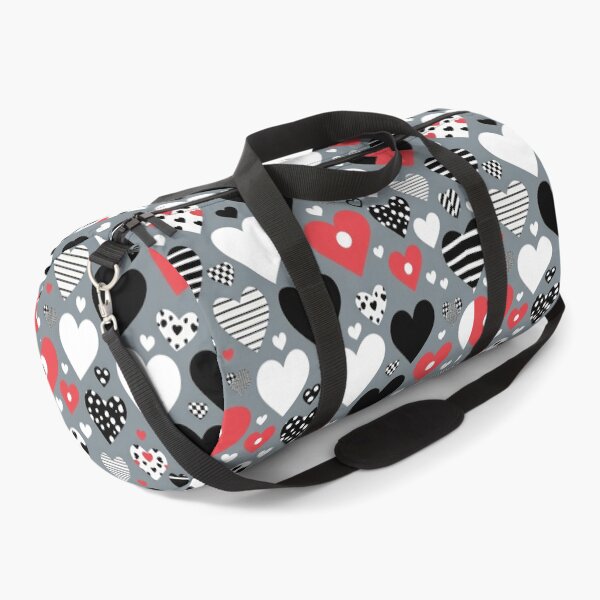 Item preview, valentines art pattern black and Red,white hearts on a gray background Design ,valentine hearts ,Valentines Day Pattern,valentines wallpaper designed and sold by Expressions-Sel.