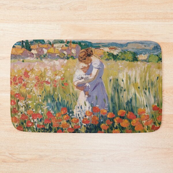 Item preview, Mother and Child in a Poppy Field – French Impressionist-Inspired Painting designed and sold by CARRAANN.