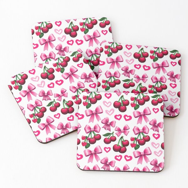 Item preview, valentines art pattern Cherries and ribbons Design ,valentine Cherries , Valentines Day Pattern,valentines wallpaper designed and sold by Expressions-Sel.