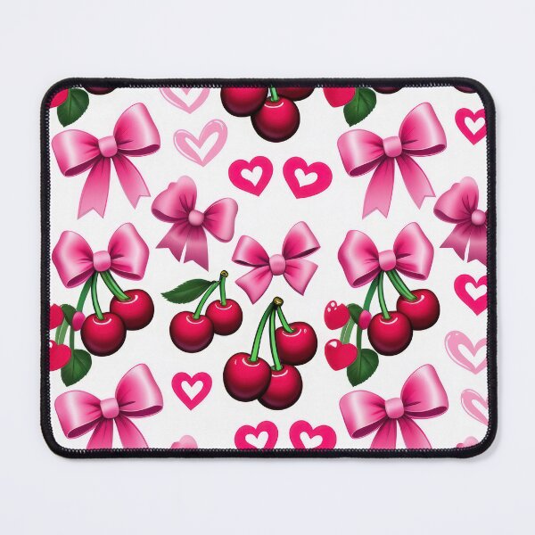 Item preview, valentines art pattern Cherries and ribbons Design ,valentine Cherries , Valentines Day Pattern,valentines wallpaper designed and sold by Expressions-Sel.