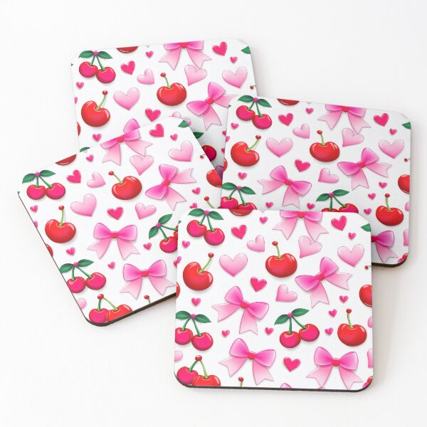 Item preview, valentines art pattern Cherries and ribbons Design ,valentine ribbons , Valentines Day Pattern,valentines wallpaper designed and sold by Expressions-Sel.