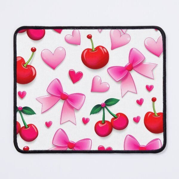 Item preview, valentines art pattern Cherries and ribbons Design ,valentine ribbons , Valentines Day Pattern,valentines wallpaper designed and sold by Expressions-Sel.