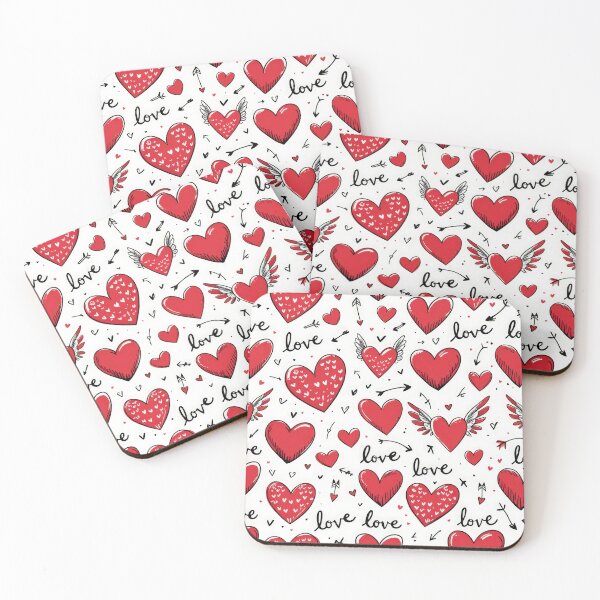 Item preview, valentines art pattern Red hearts with wings on white background Design ,valentine hearts , Valentines Day Pattern,valentines wallpaper designed and sold by Expressions-Sel.