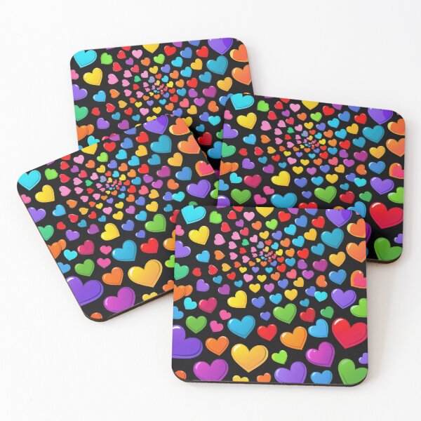 Item preview, valentines art pattern Multicolored hearts on a black background Design ,valentine hearts , Valentines Day Pattern,valentines wallpaper designed and sold by Expressions-Sel.