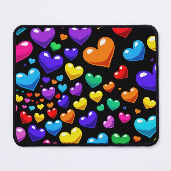 Item preview, valentines pattern colored hearts on a black background Design ,valentine hearts , Valentines Day Pattern,valentines wallpaper designed and sold by Expressions-Sel.