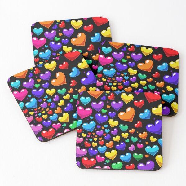 Item preview, valentines pattern colored hearts on a black background Design ,valentine hearts , Valentines Day Pattern,valentines wallpaper designed and sold by Expressions-Sel.