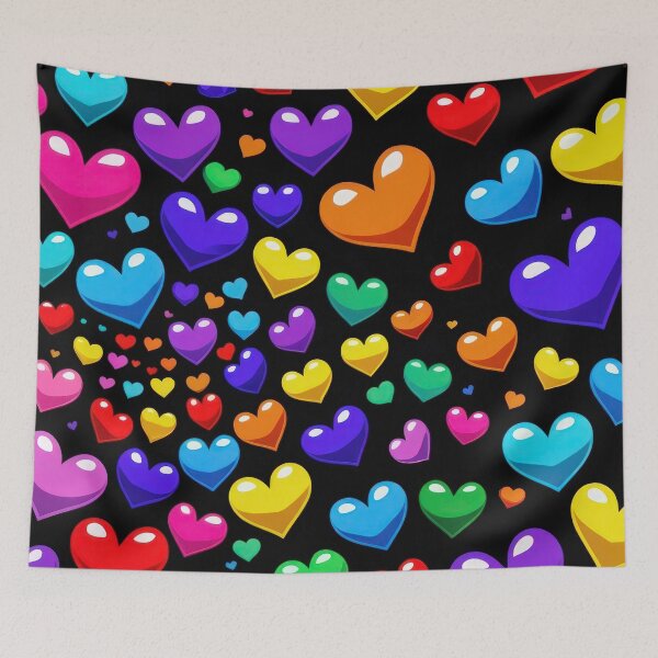 Item preview, valentines pattern colored hearts on a black background Design ,valentine hearts , Valentines Day Pattern,valentines wallpaper designed and sold by Expressions-Sel.