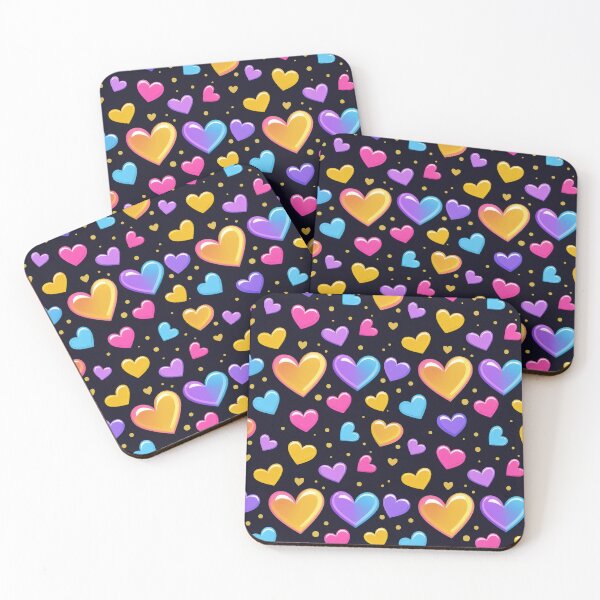 Item preview, valentines pattern colored hearts on a black background Design ,valentine hearts , Valentines Day Pattern,valentines wallpaper designed and sold by Expressions-Sel.