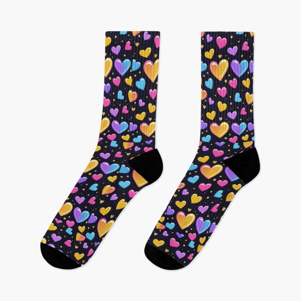 Item preview, valentines pattern colored hearts on a black background Design ,valentine hearts , Valentines Day Pattern,valentines wallpaper designed and sold by Expressions-Sel.