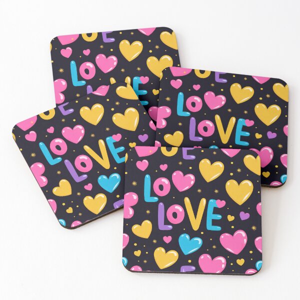 Item preview, valentines pattern colored love hearts on a black background Design ,valentine hearts , Valentines Day Pattern,valentines wallpaper designed and sold by Expressions-Sel.