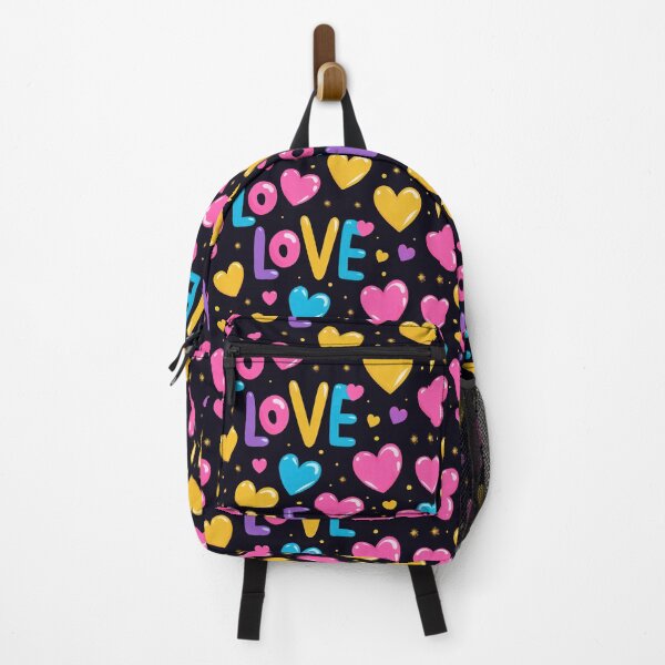 Item preview, valentines pattern colored love hearts on a black background Design ,valentine hearts , Valentines Day Pattern,valentines wallpaper designed and sold by Expressions-Sel.