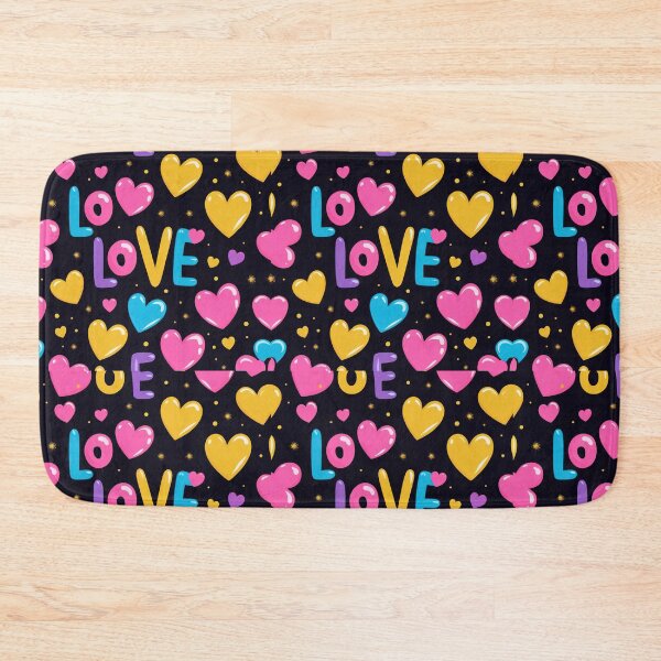 Item preview, valentines pattern colored love hearts on a black background Design ,valentine hearts , Valentines Day Pattern,valentines wallpaper designed and sold by Expressions-Sel.