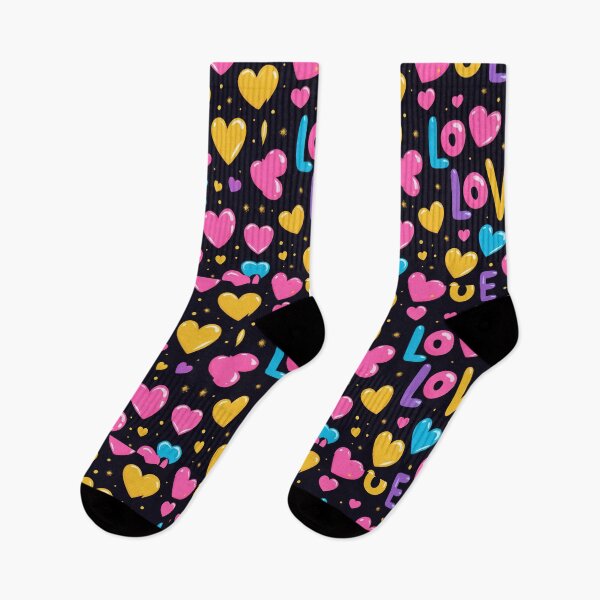 Item preview, valentines pattern colored love hearts on a black background Design ,valentine hearts , Valentines Day Pattern,valentines wallpaper designed and sold by Expressions-Sel.