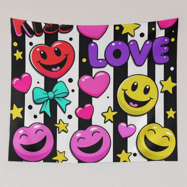 Item preview, valentines pattern funny colored Loves emoticons background Design ,valentine emoticons, Valentines Day Pattern,valentines wallpaper designed and sold by Expressions-Sel.