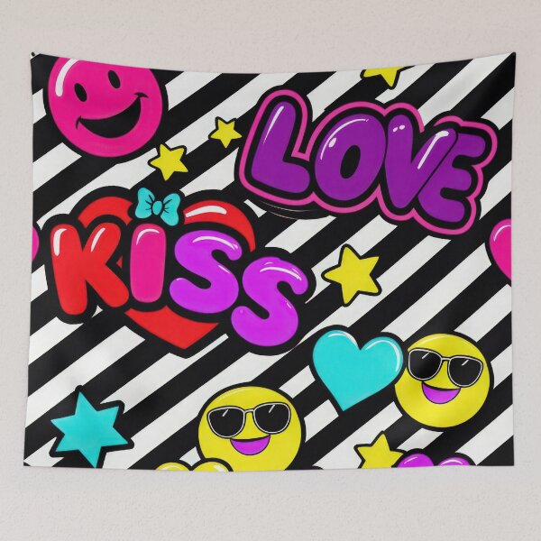 Item preview, valentines pattern funny colored Loves emoticons background Design ,valentine emoticons, Valentines Day Pattern,valentines wallpaper designed and sold by Expressions-Sel.