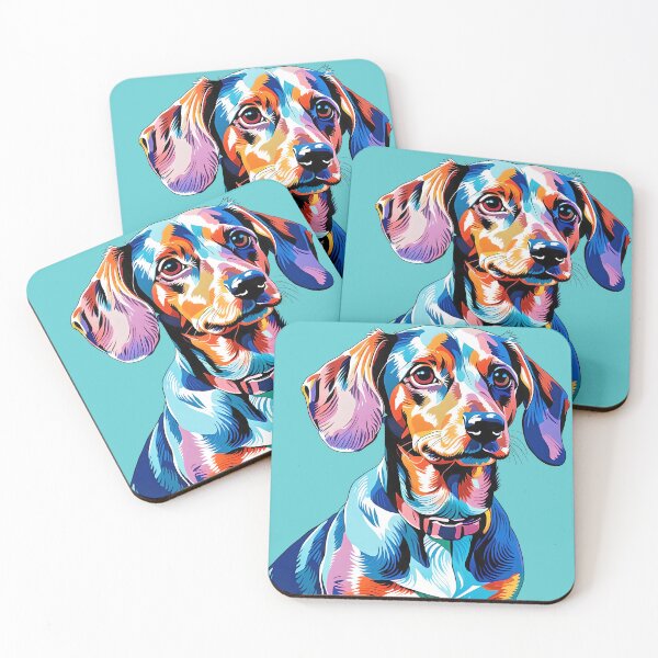 Aperçu de l'œuvre Portrait Pop Art d'un Teckel créée et vendue par Bow Wow Pop Art.