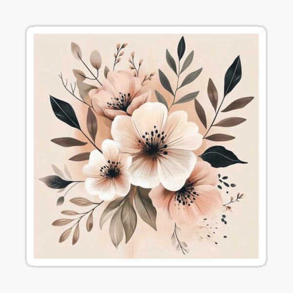 Item preview, Ethereal Bohemian Floral Line Drawing designed and sold by CloudCanvasBiz.