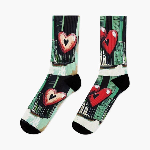Item preview, Whispers of Love - A Valentine Balcony Where Hearts and Stories Linger Adorned with Bold Hearts and Green Shutters designed and sold by OlfactoART Studio.