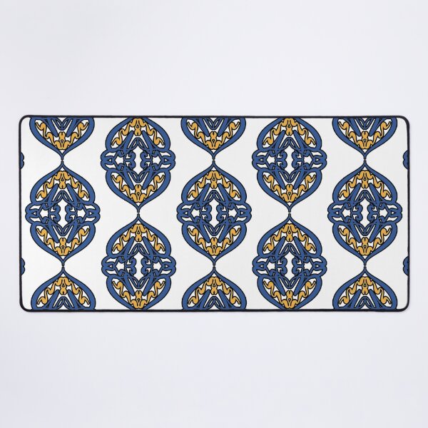 Item preview, Art Nouveau Nouveau- slate blue and goldenrod on white designed and sold by katzenfloofder.