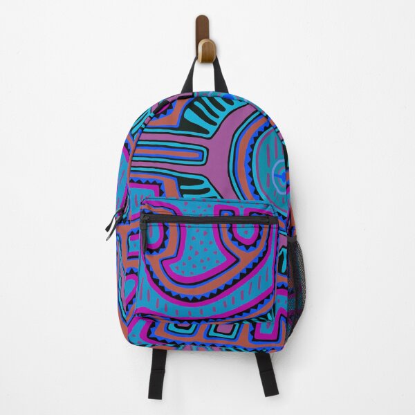 Item preview, Kuna Indian Family Crest - Turquoise Navy Blue designed and sold by Esprit-Mystique.