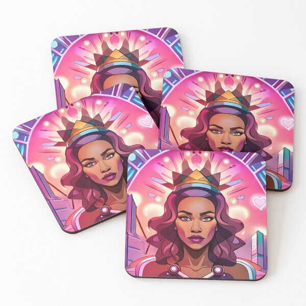 Item preview, Fabulous Woman Pink Cyberpunk Neon Retro Goddess designed and sold by Melan Designs.