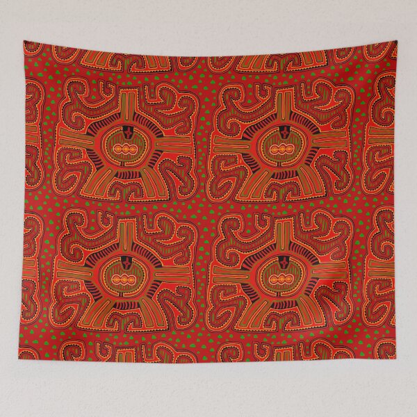 Item preview, Kuna Indian Family Crest - Red Orange Green designed and sold by ESPRIT MYSTIQUE.
