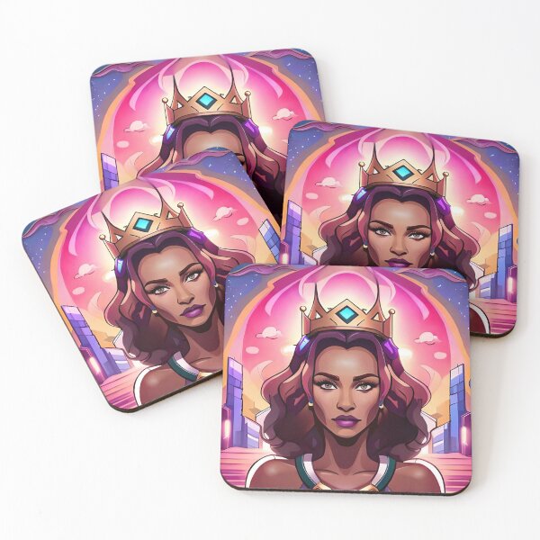 Item preview, Fabulous Woman Pink Cyberpunk Neon Retro Goddess designed and sold by Melan Designs.
