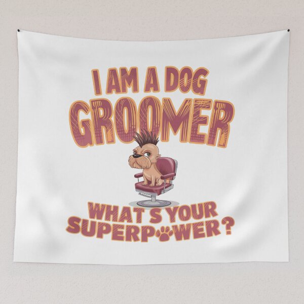 Item preview, Mohawk Dog in Barber Chair – Funny Dog Groomer Superpower Design designed and sold by bAIryBarn.