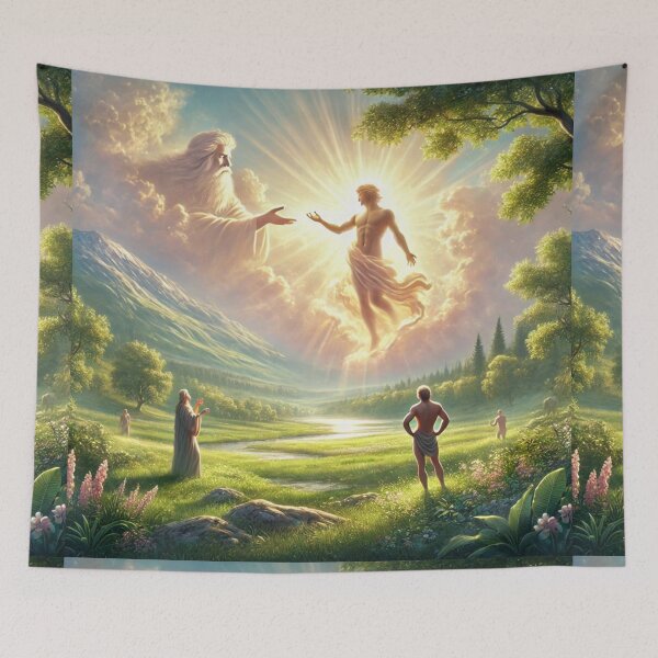 Item preview, "Male and Female Created He Them" – The Creation of Humanity Verse: Genesis 5:2 (KJV) designed and sold by Meta2Physical.