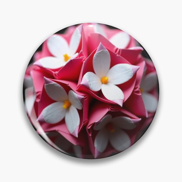 Item preview, Origami style pink tesseract with White flowers designed and sold by Shapeshifter797.