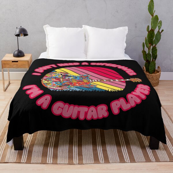 Artikelvorschau, Ich brauche keine Superkraft, ich bin Gitarrenspieler, Hippie-Retro-Design entworfen und verkauft von musicandmusic.