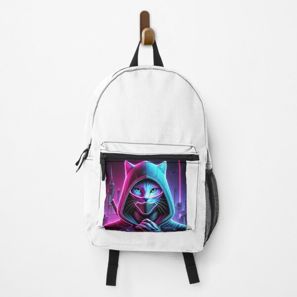 Item preview, Cyberpunk Ninja Cat - Futuristic Neon Stealth Cat designed and sold by mohcine92.