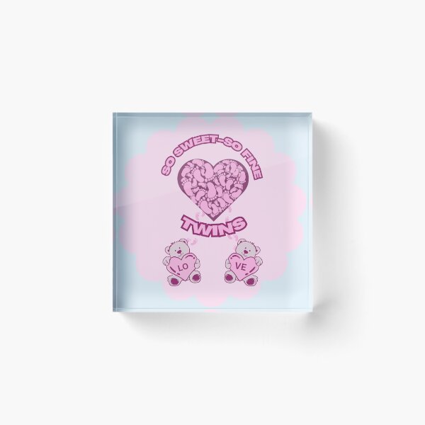 Item preview, Baby twin girls love pink and with cute teddy bears and tiny footprints designed and sold by DeeDeeDelights.