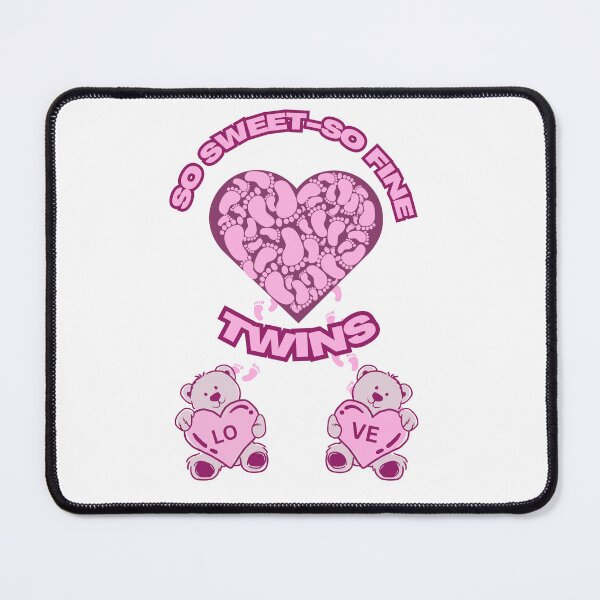 Item preview, Baby twin girls love pink and with cute teddy bears and tiny footprints designed and sold by DeeDeeDelights.
