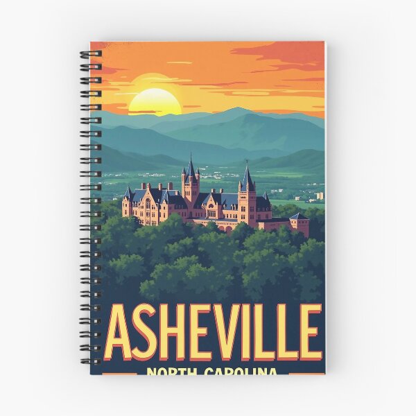 Item preview, Digital Retro Pop Art Poster of Asheville, North Carolina | Vintage Style Travel Art | Vibrant Asheville Cityscape | Retro-Inspired Poster Design designed and sold by PaintedPixels01.