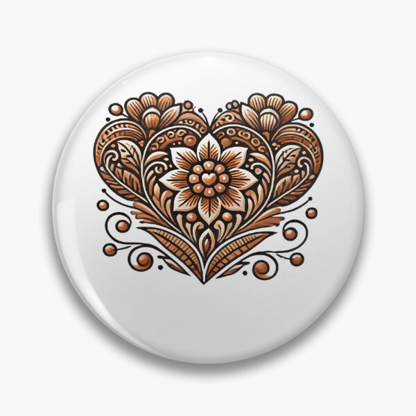 Item preview, Intricate Floral Hearts with a Central Flower and Elegant Vine Details in Earthy Tones designed and sold by KreaDesignOne.