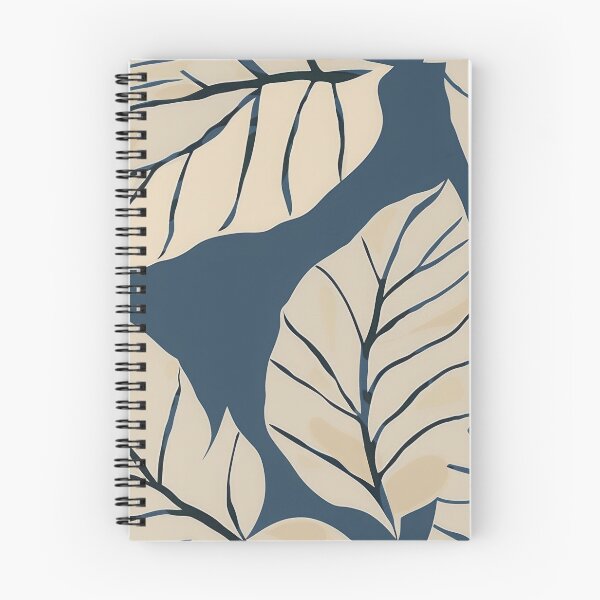 Item preview, Signe Taupe Leaves on Dark Blue designed and sold by dawnleblanc55.