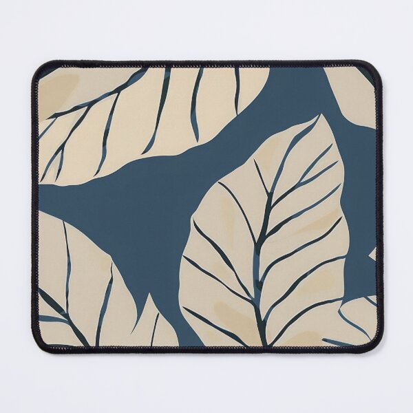 Item preview, Signe Taupe Leaves on Dark Blue designed and sold by dawnleblanc55.