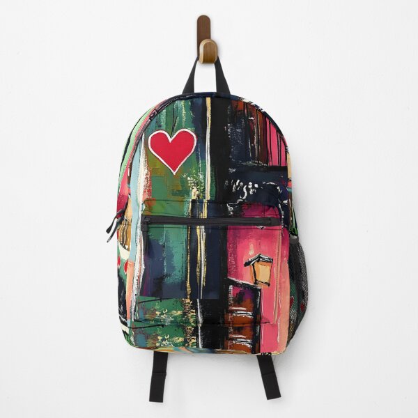 Item preview, New Orleans Valentine Glow - Colorful Balconies and Hanging Hearts AI Generated Art designed and sold by OlfactoART Studio.