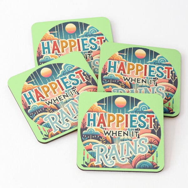Item preview, Happiest When It Rains, typography designed and sold by maxmaj.
