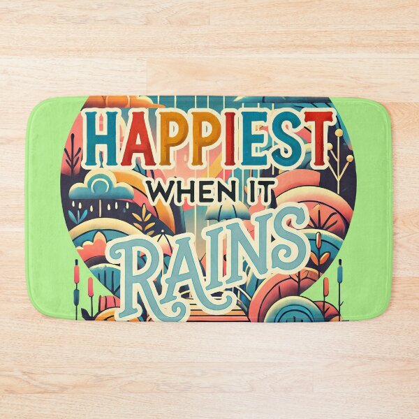 Item preview, Happiest When It Rains, typography designed and sold by maxmaj.